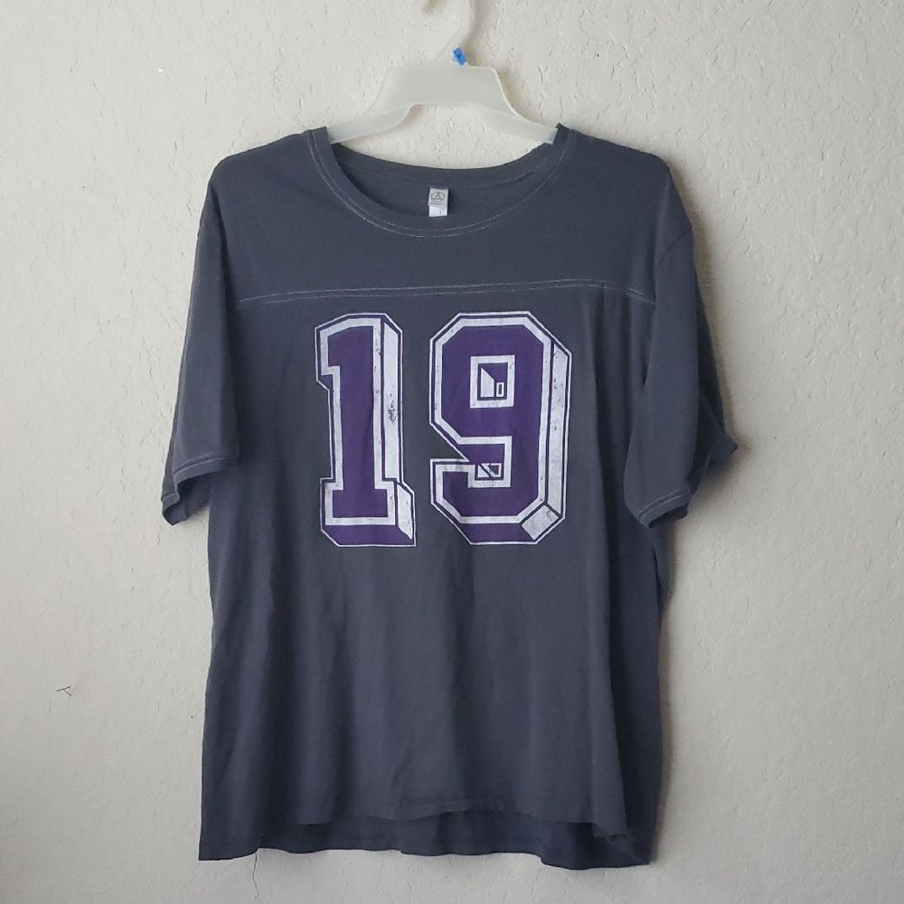 Houston 19 Football Graphic T-Shirt Men's 2XL Grey Sporty Yoke Top XXL